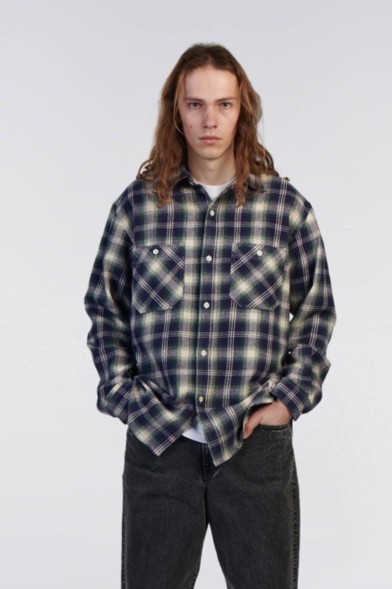 Edwin Work Shirt LS - navy / green