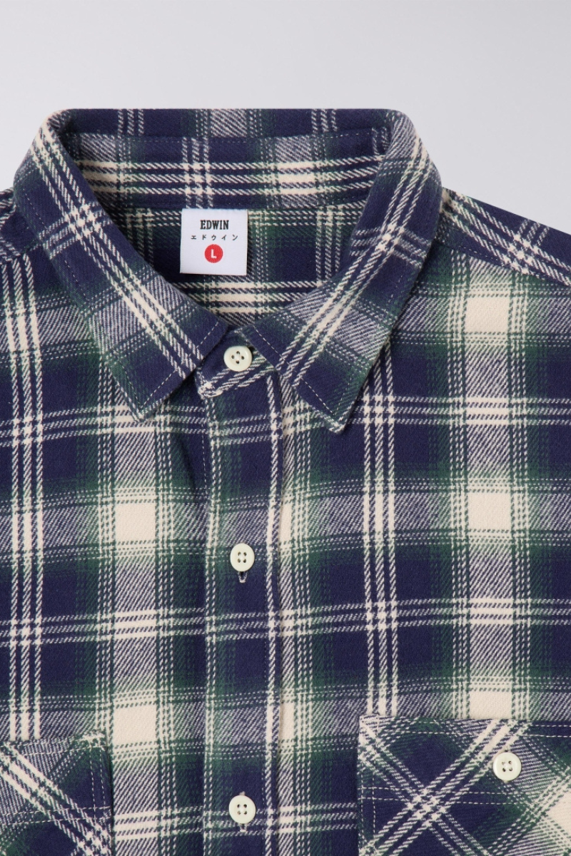 Edwin Work Shirt LS - navy / green