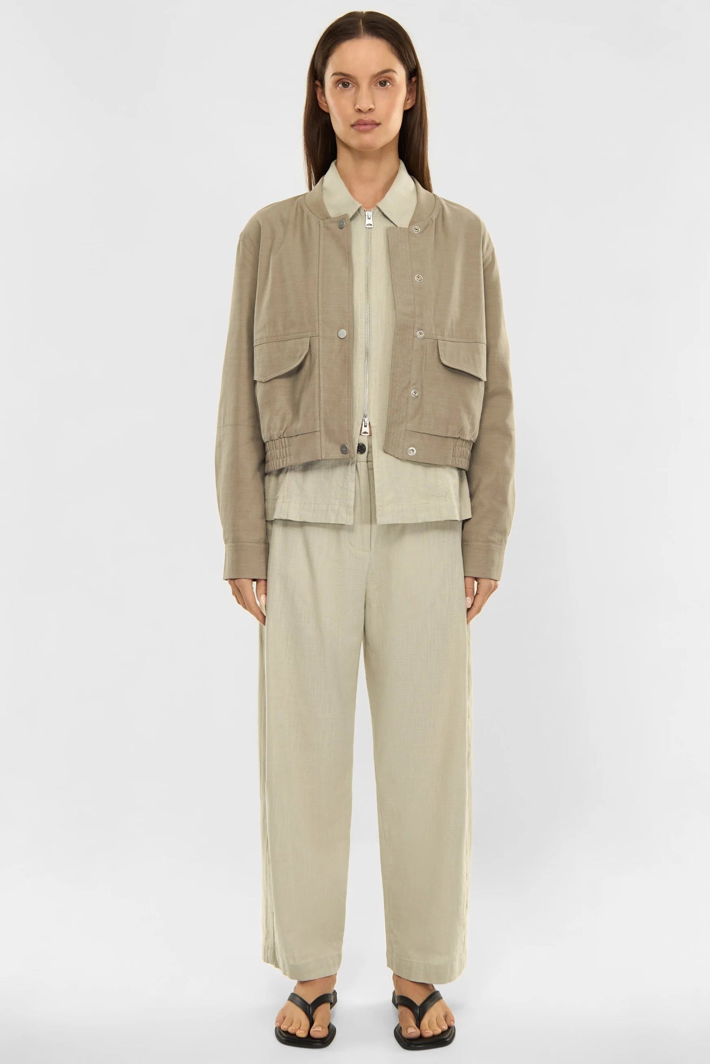 Elvine Sandi textured weave trousers - stone green