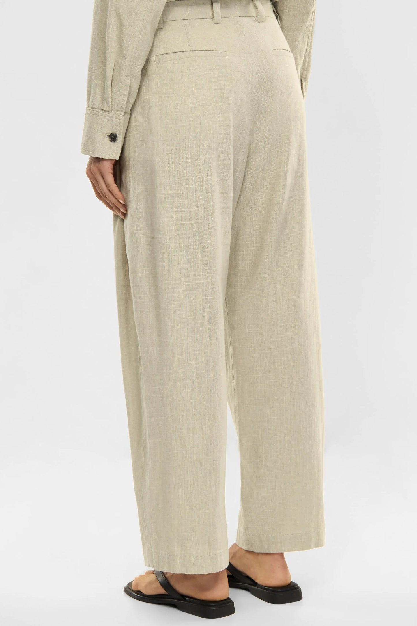 Elvine Sandi textured weave trousers - stone green