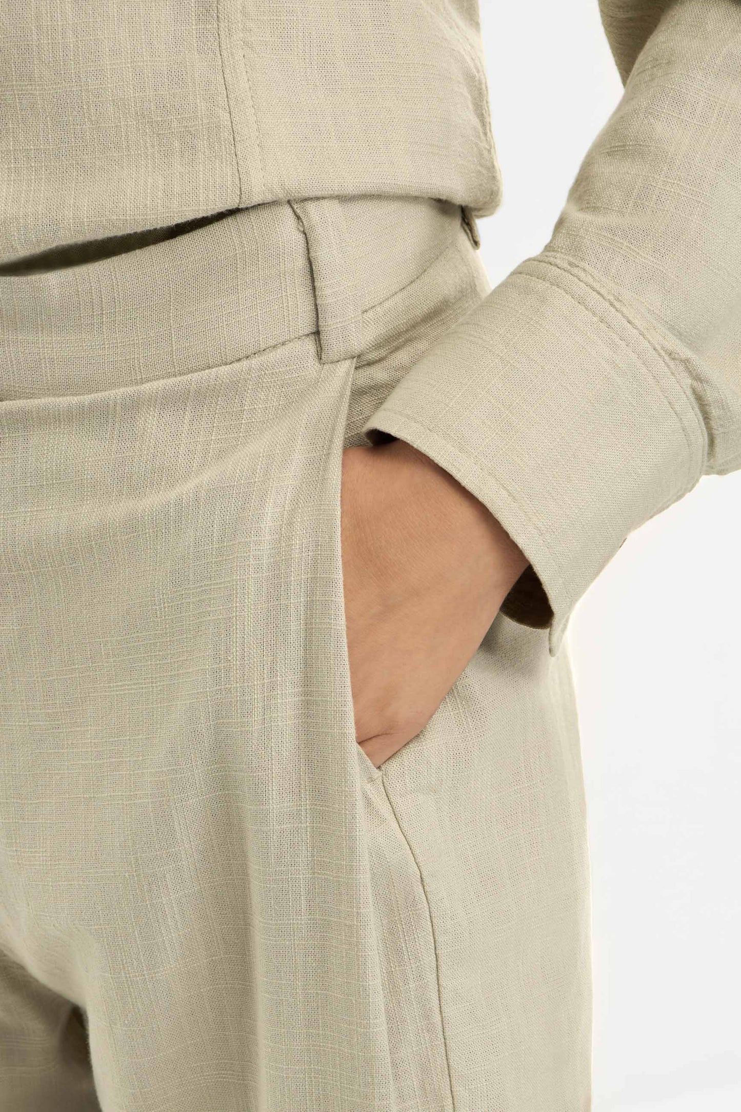 Elvine Sandi textured weave trousers - stone green