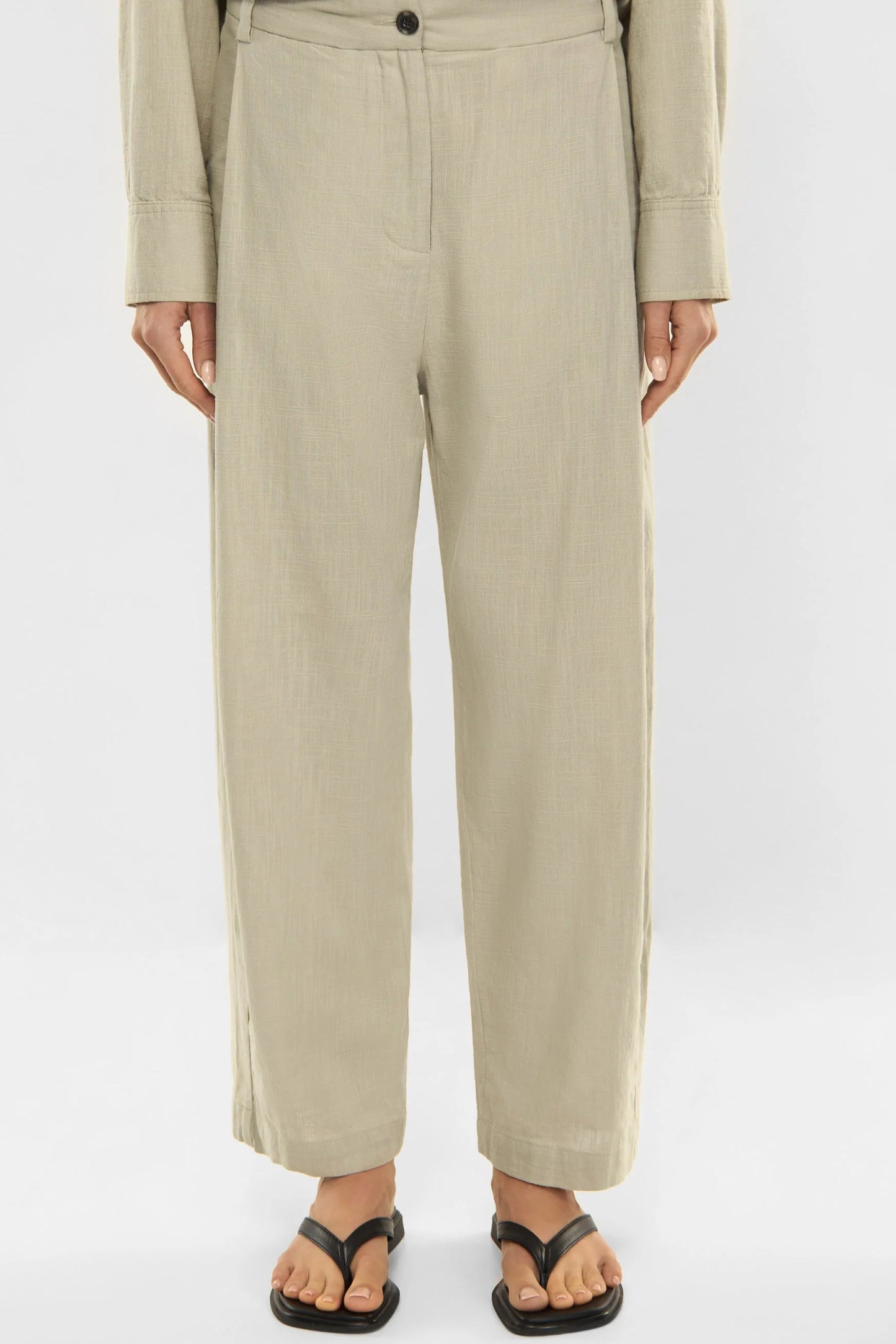 Elvine Sandi textured weave trousers - stone green