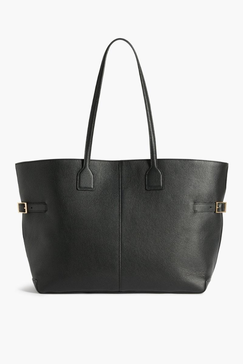 flattered lesley tote bag, musta nahkalaukku