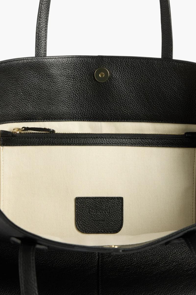 flattered lesley tote bag, musta nahkalaukku