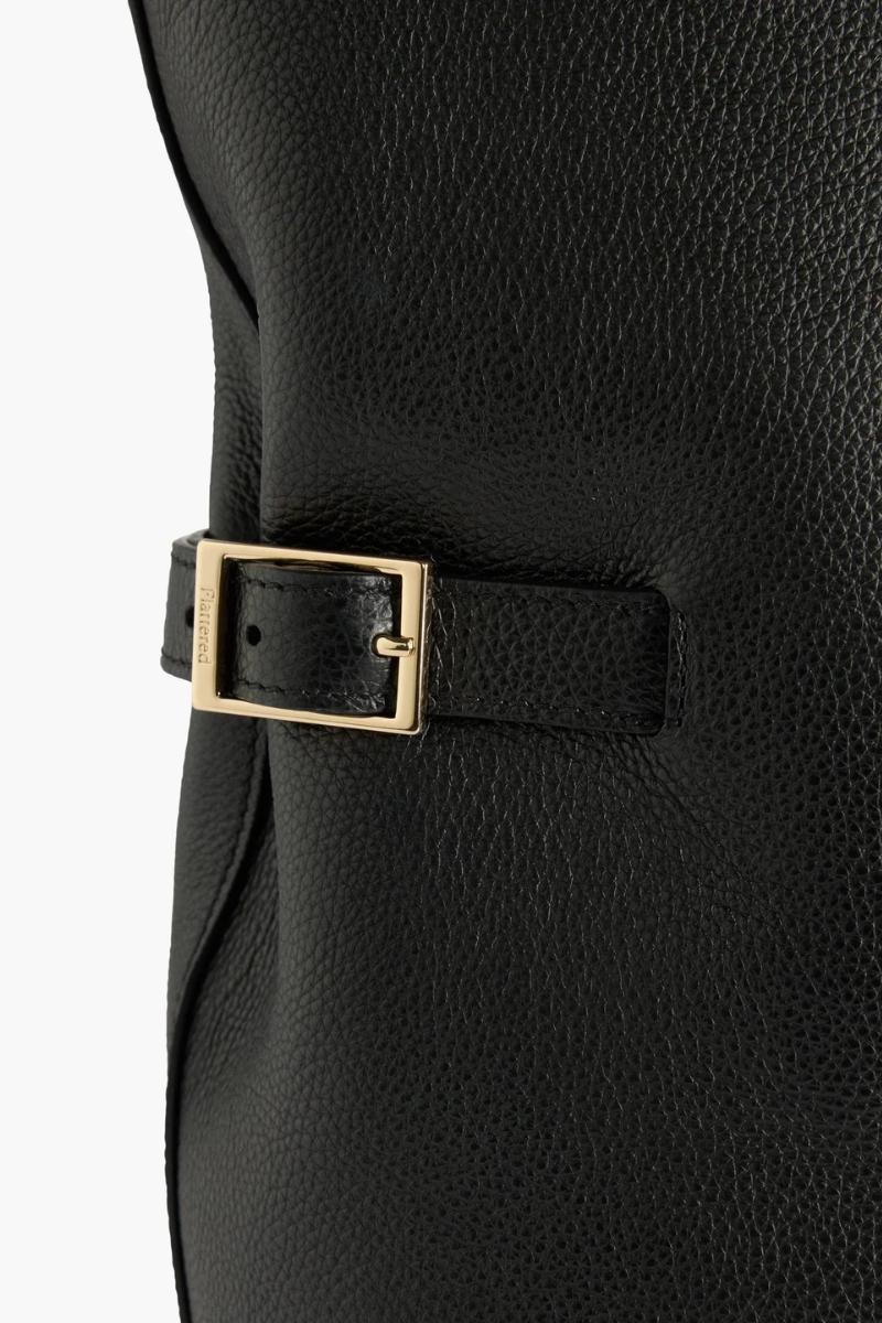 flattered lesley tote bag, musta nahkalaukku