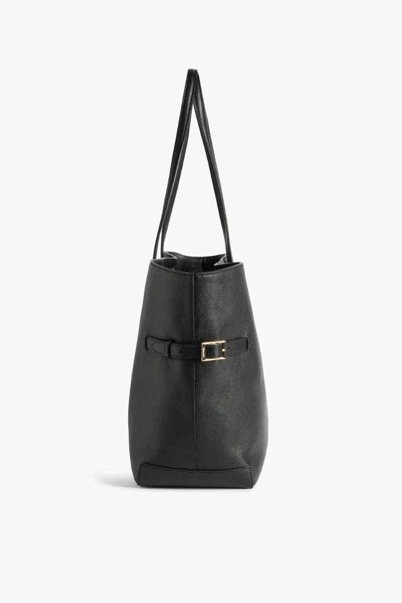 flattered lesley tote bag, musta nahkalaukku