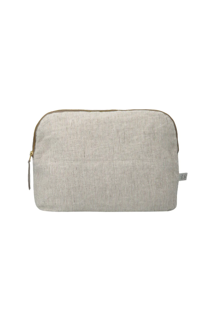 Gauhar Cosmetic bag linen striped beige