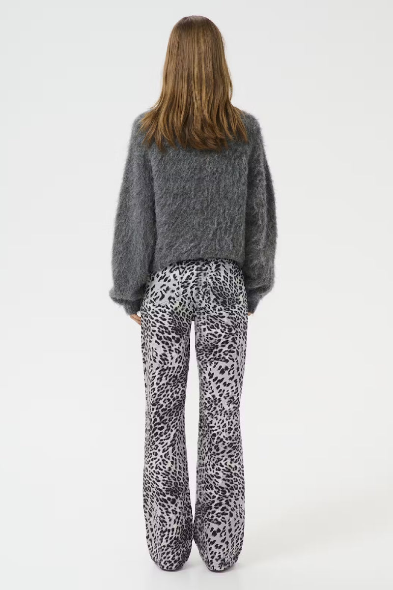 Gestuz GZleora MW wide jeans - grey leopard