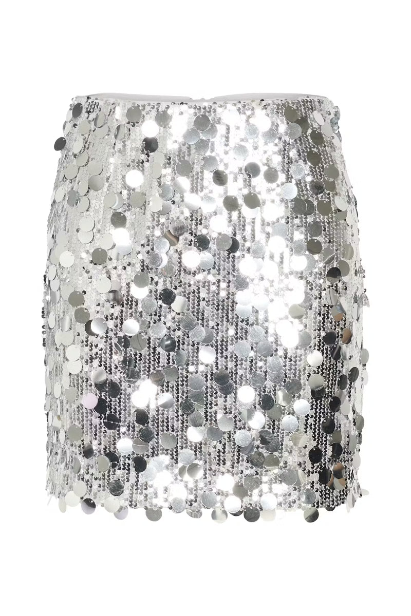 Gestuz GlittaGZ mini skirt - silver sequins