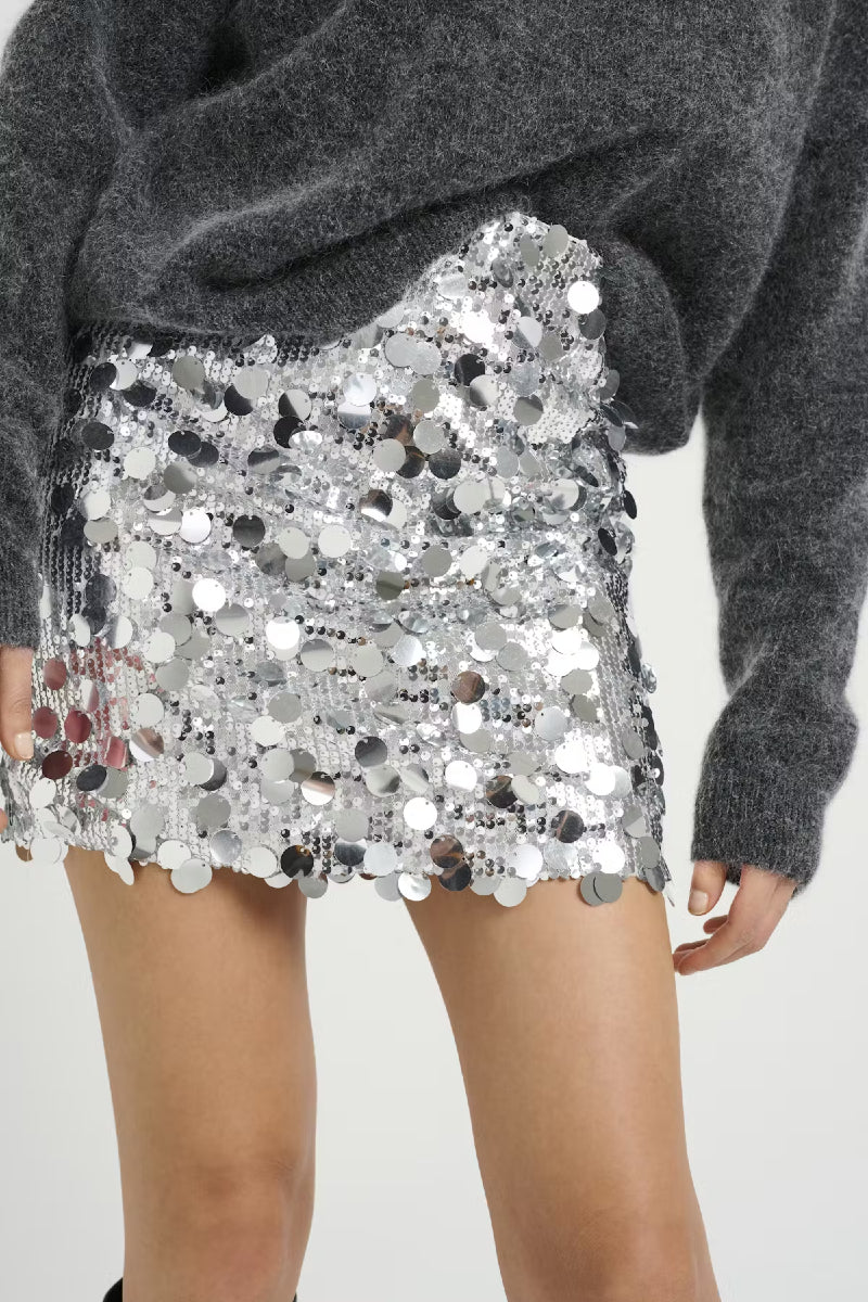 Gestuz GlittaGZ mini skirt - silver sequins