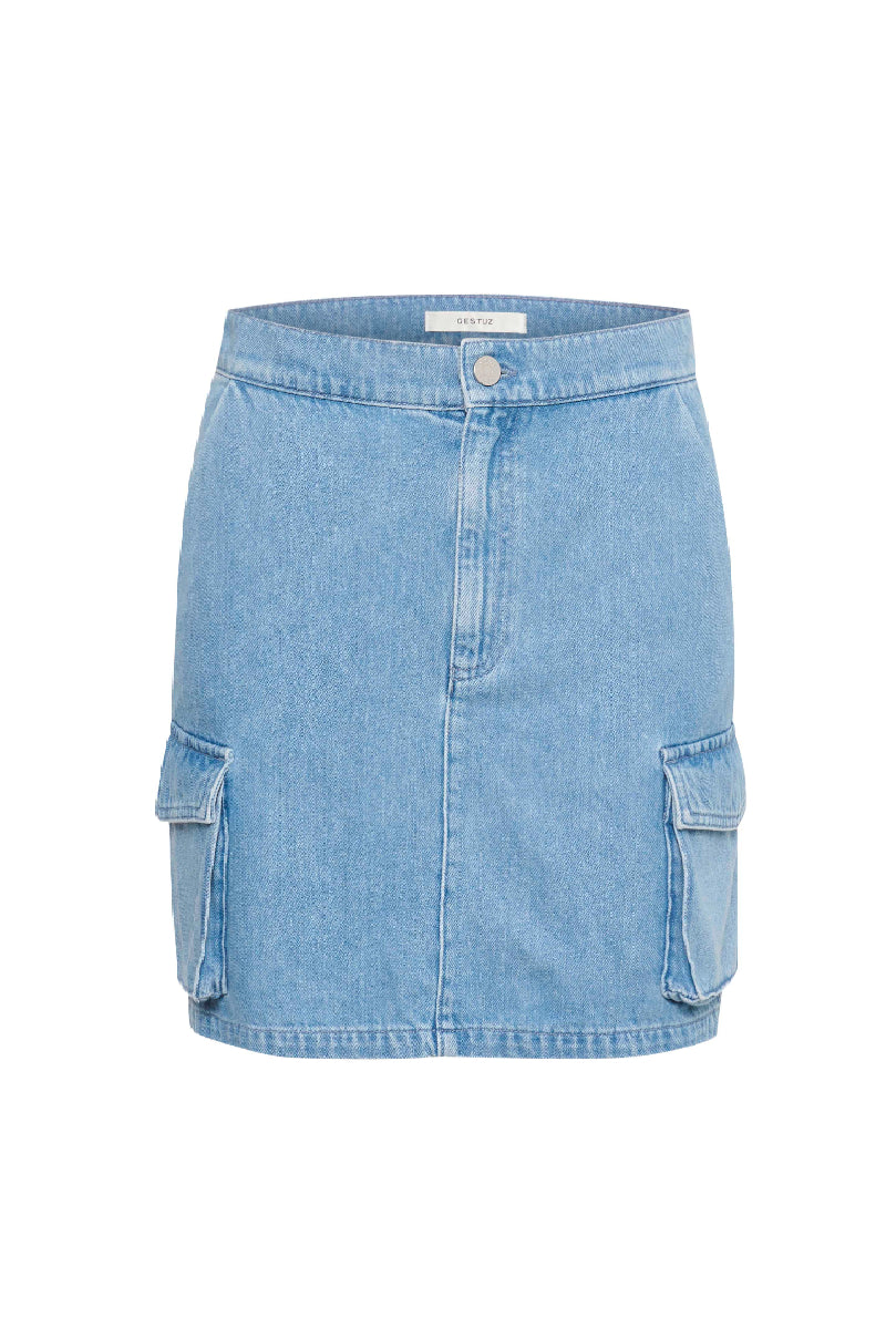 Gestuz ValettaGZ MW mini skirt - mid blue washed