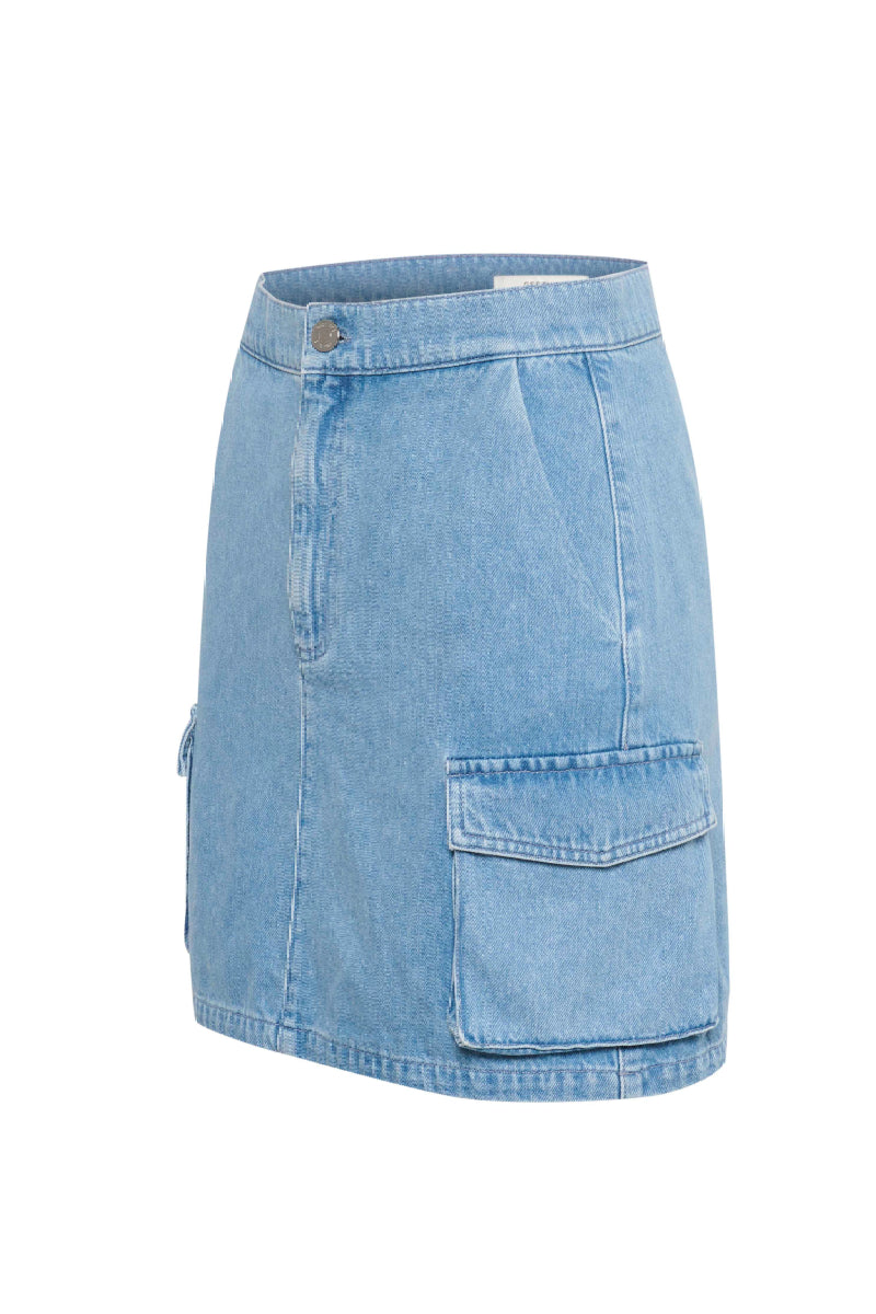 Gestuz ValettaGZ MW mini skirt - mid blue washed