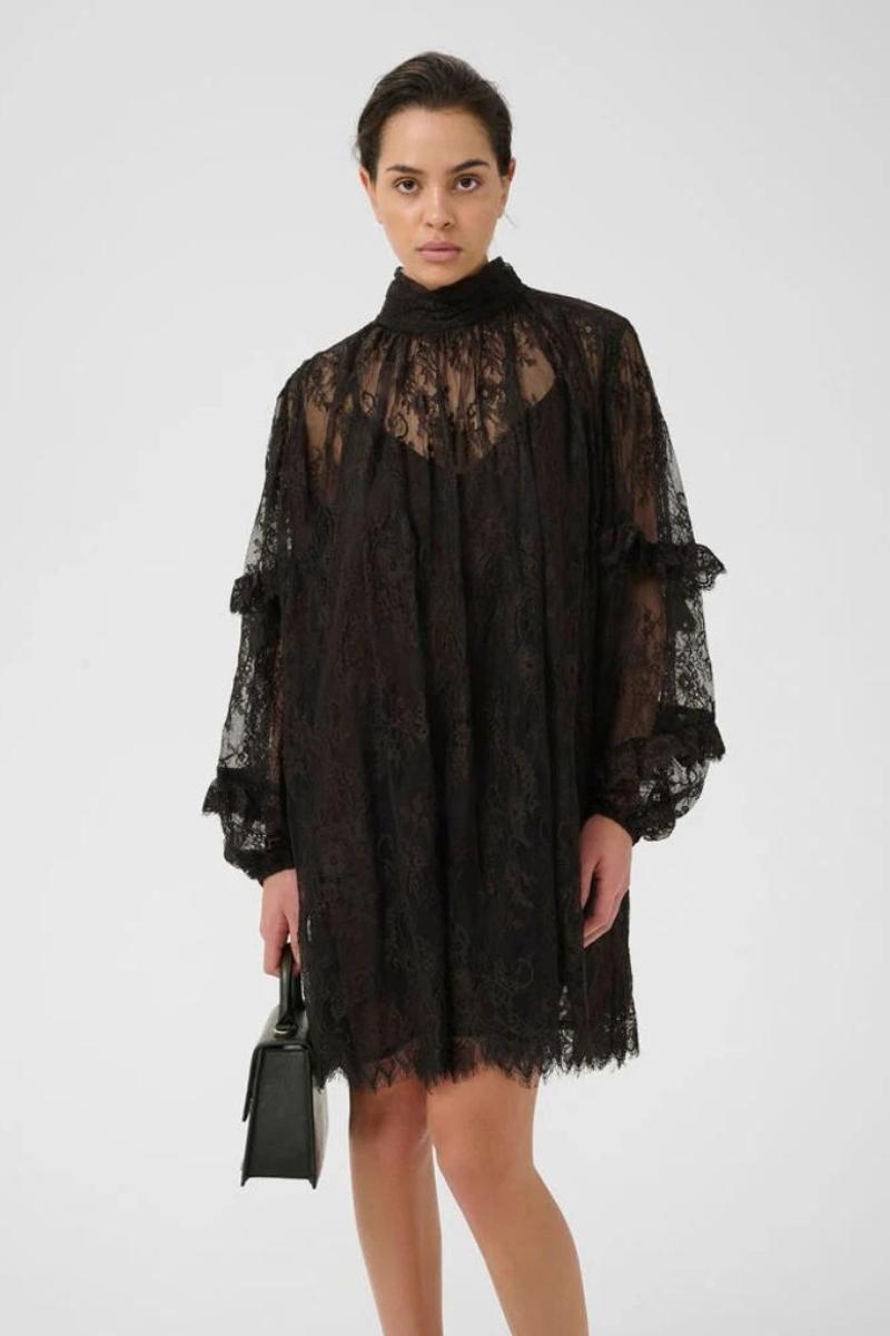 naisten musta pitsimekko