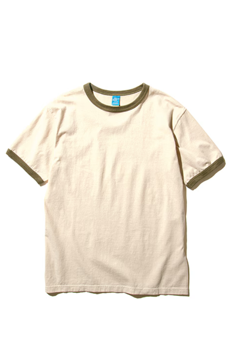 Good On S/S Ringer tee - off-white / olive