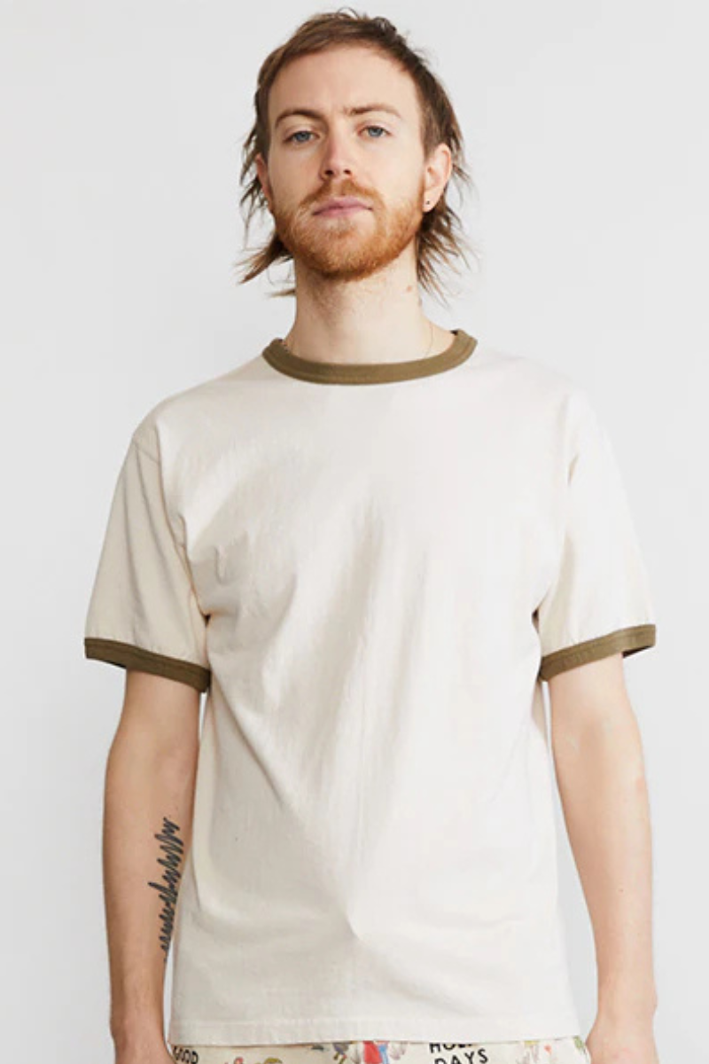 Good On S/S Ringer tee - off-white / olive