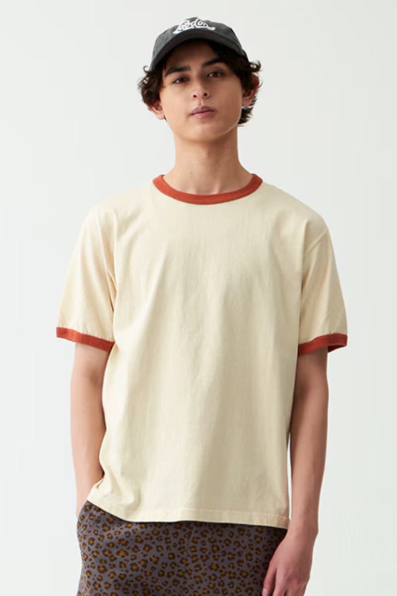 Good On S/S Ringer tee -  off-white / orange