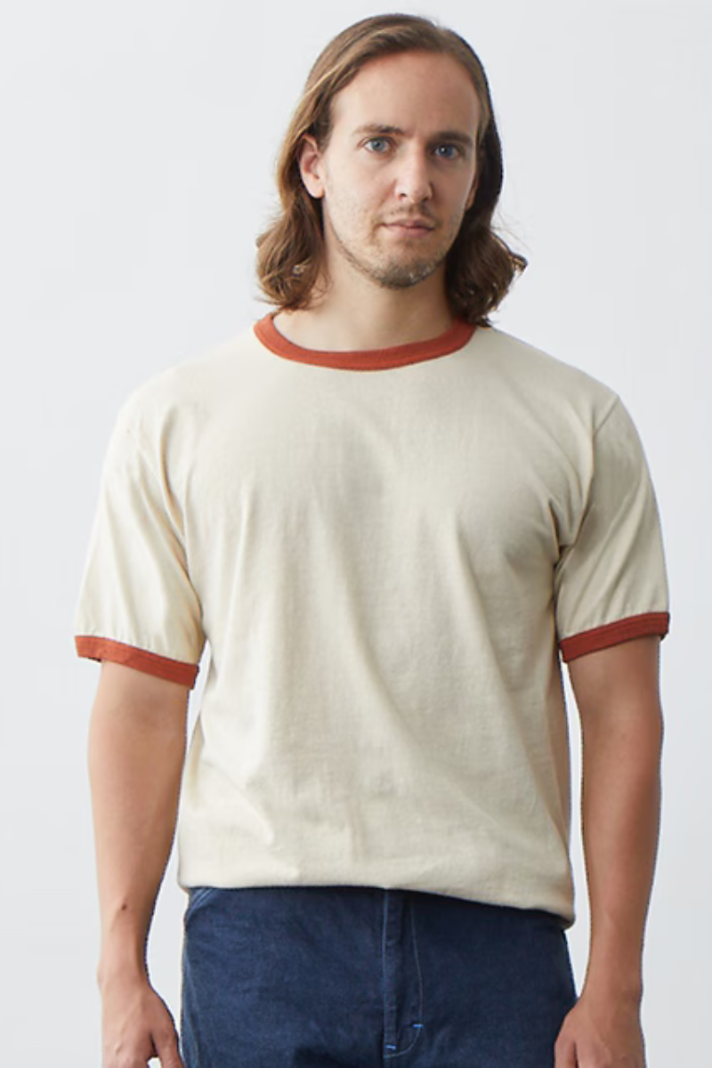 Good On S/S Ringer tee -  off-white / orange