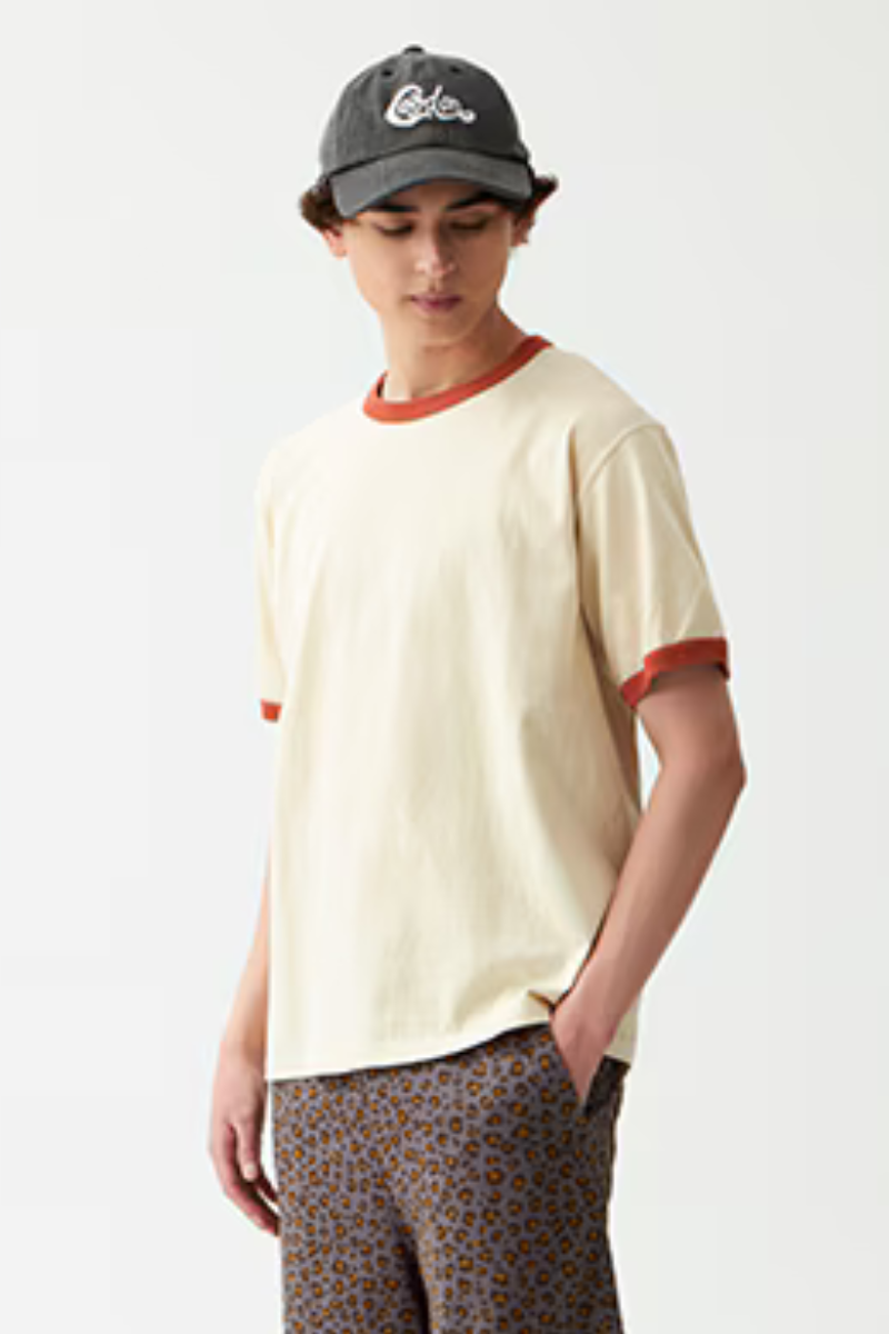 Good On S/S Ringer tee -  off-white / orange