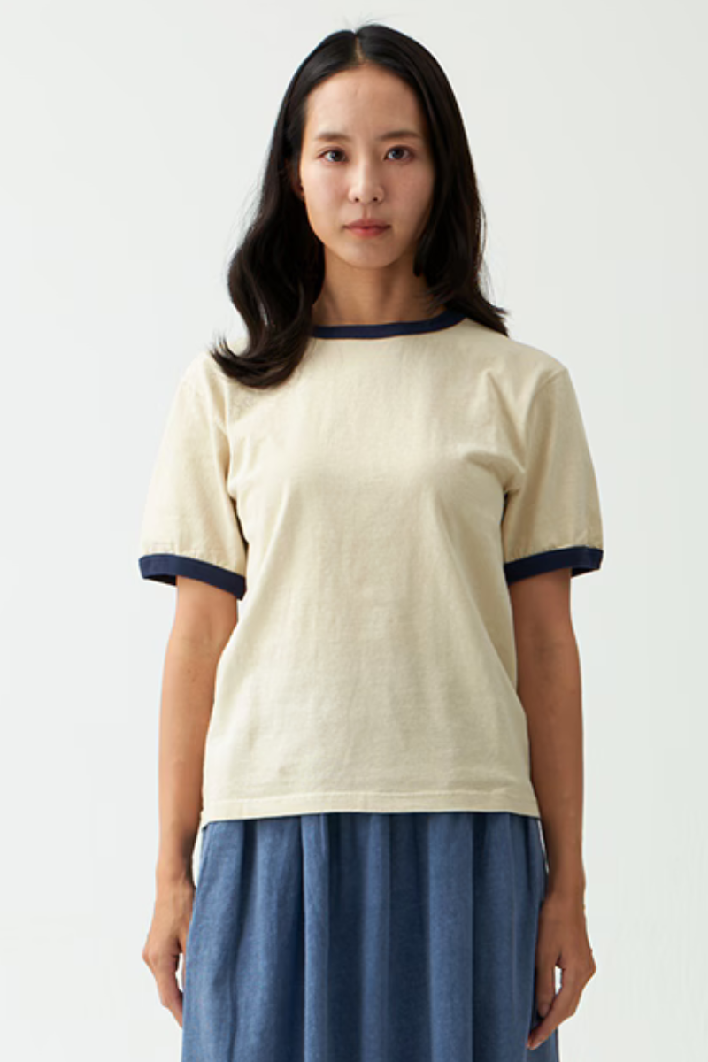 Good On S/S Ringer tee -  off-white / navy