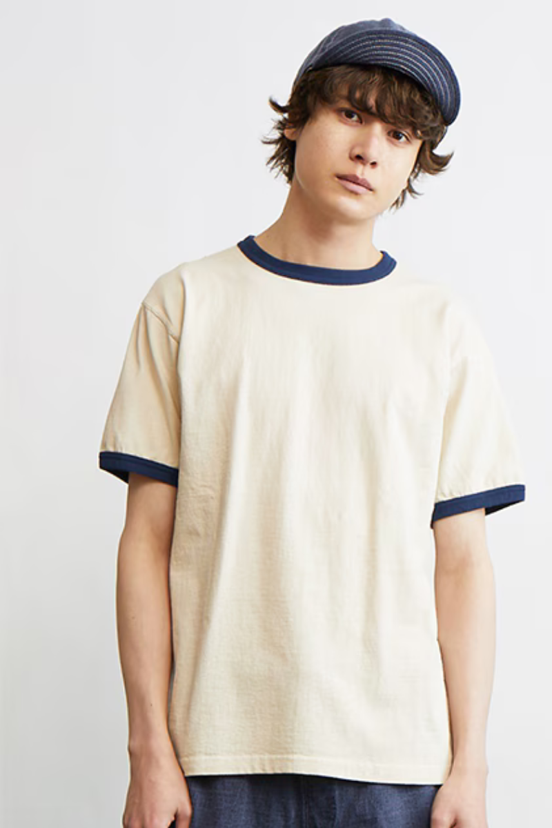 Good On S/S Ringer tee -  off-white / navy