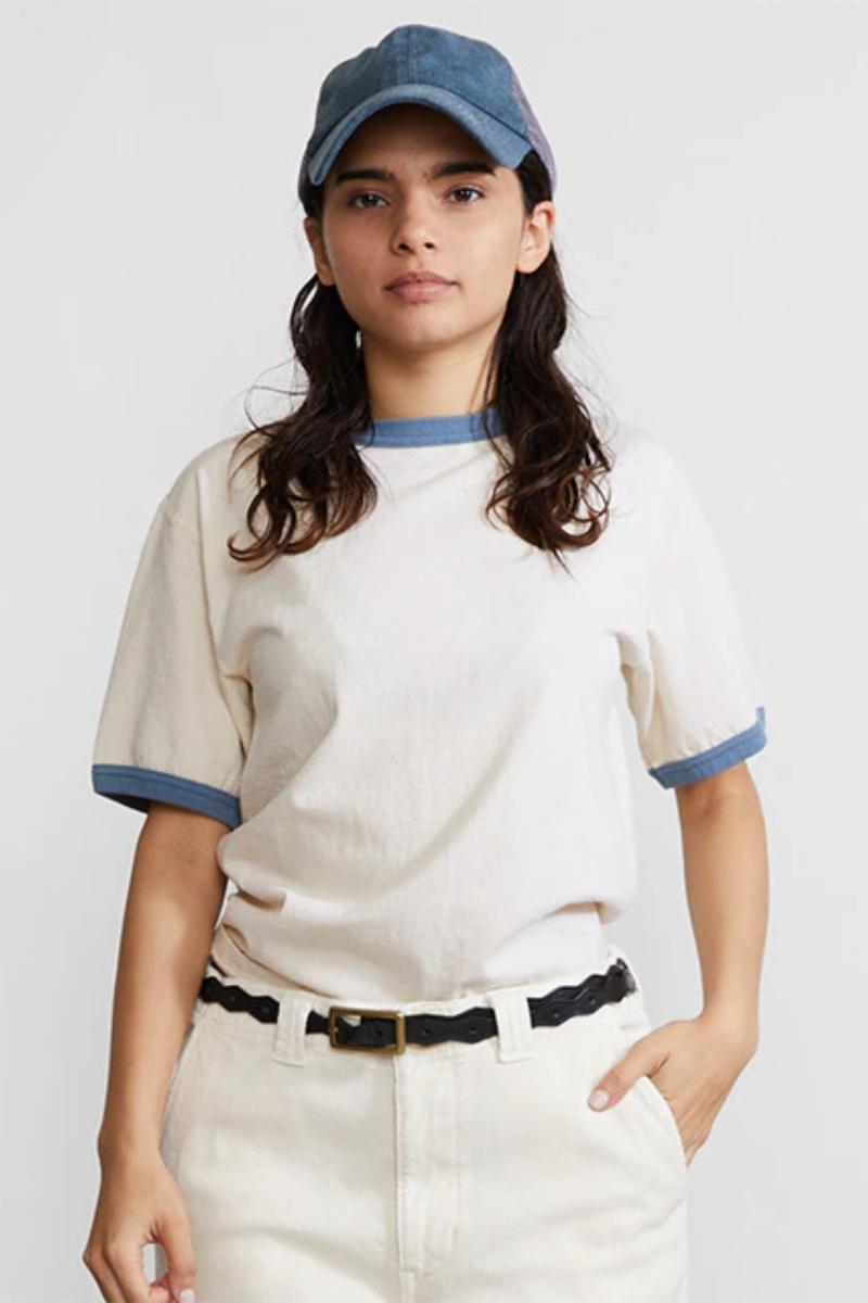 Good On S/S Ringer tee -  off-white / smoky blue