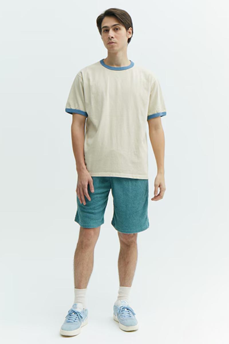 Good On S/S Ringer tee -  off-white / smoky blue