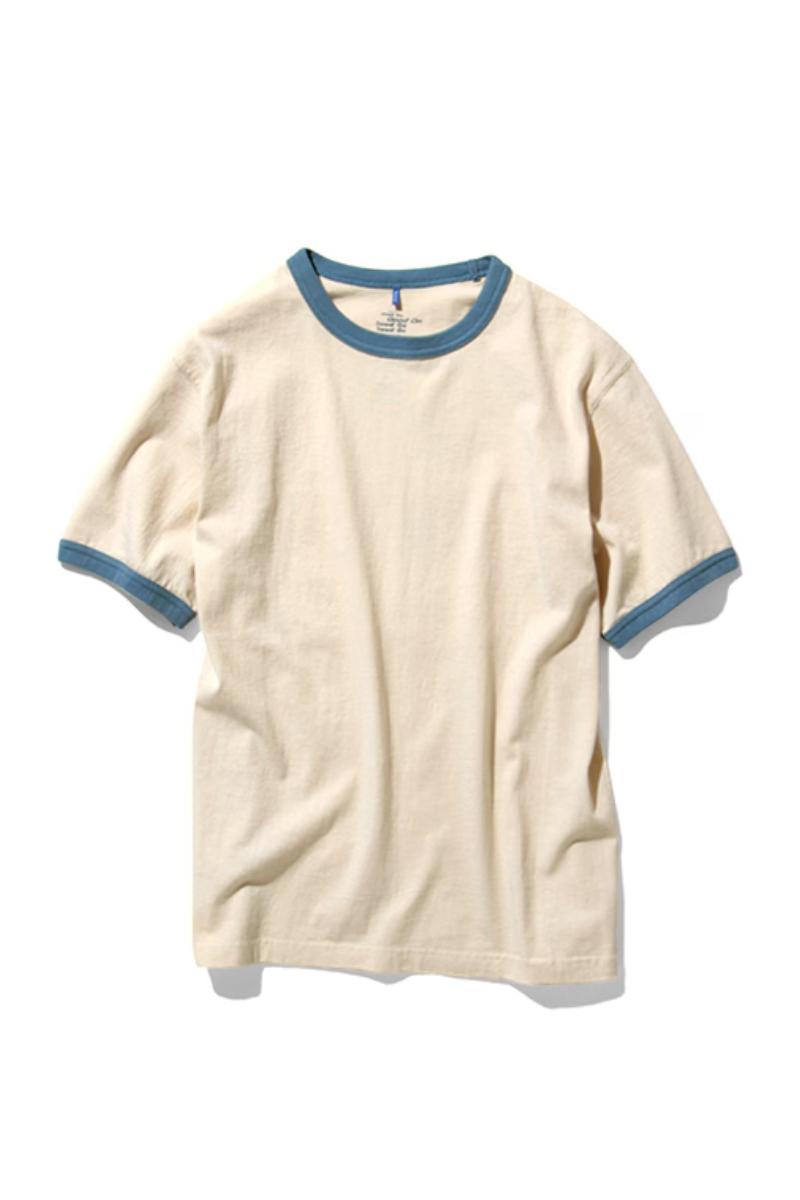 Good On S/S Ringer tee -  off-white / smoky blue