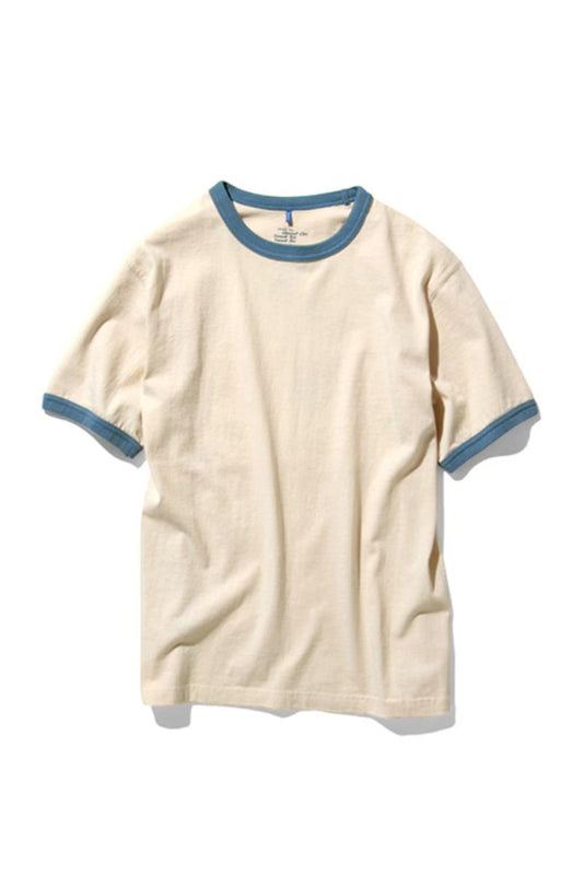 Good On S/S Ringer tee -  off-white / smoky blue