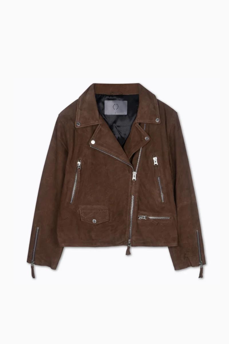 Naisten ruskea biker-takki