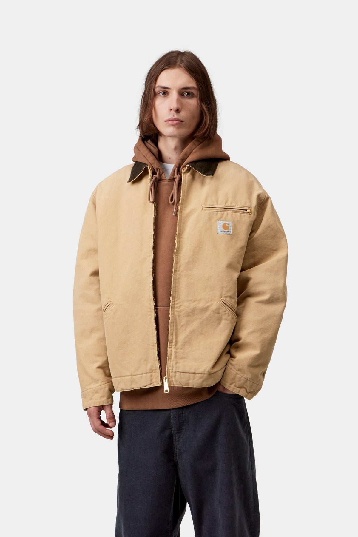 Carhartt WIP OG Detroit Jacket Dusty Hamilton / Tobacco Stone Canvas - mallin yllä, kuva 1