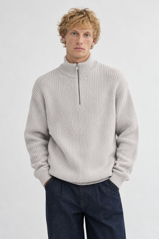 Colorful Standard  Merino Wool Quarter Zip - snow melange