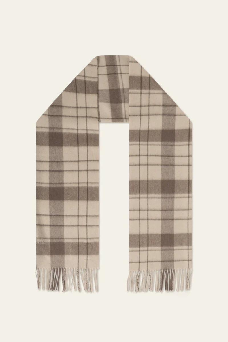 Les Deux  Check Wool Scarf - light desert sand/walnut