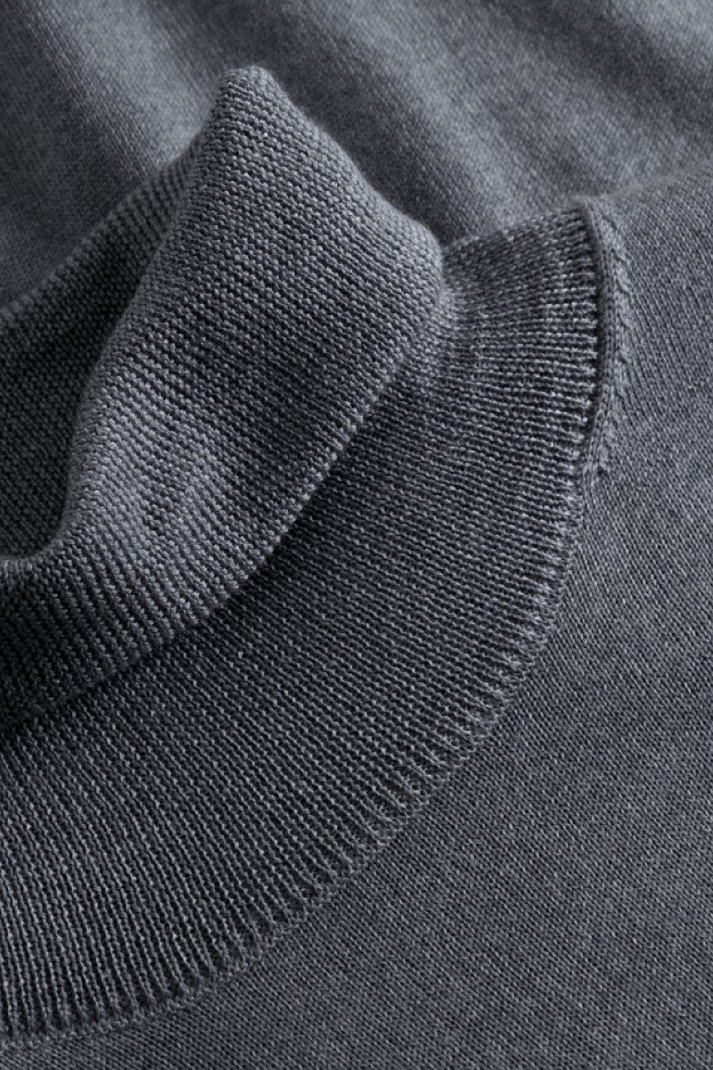 Les Deux Greyson rollneck merino knit - grey melange