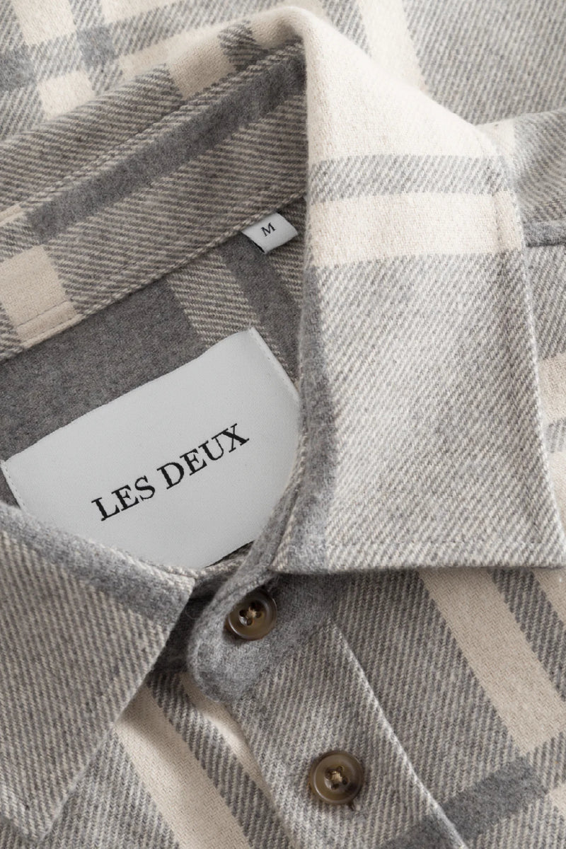 Les Deux Jeremy Flannel Shirt - grey melange/snow melange