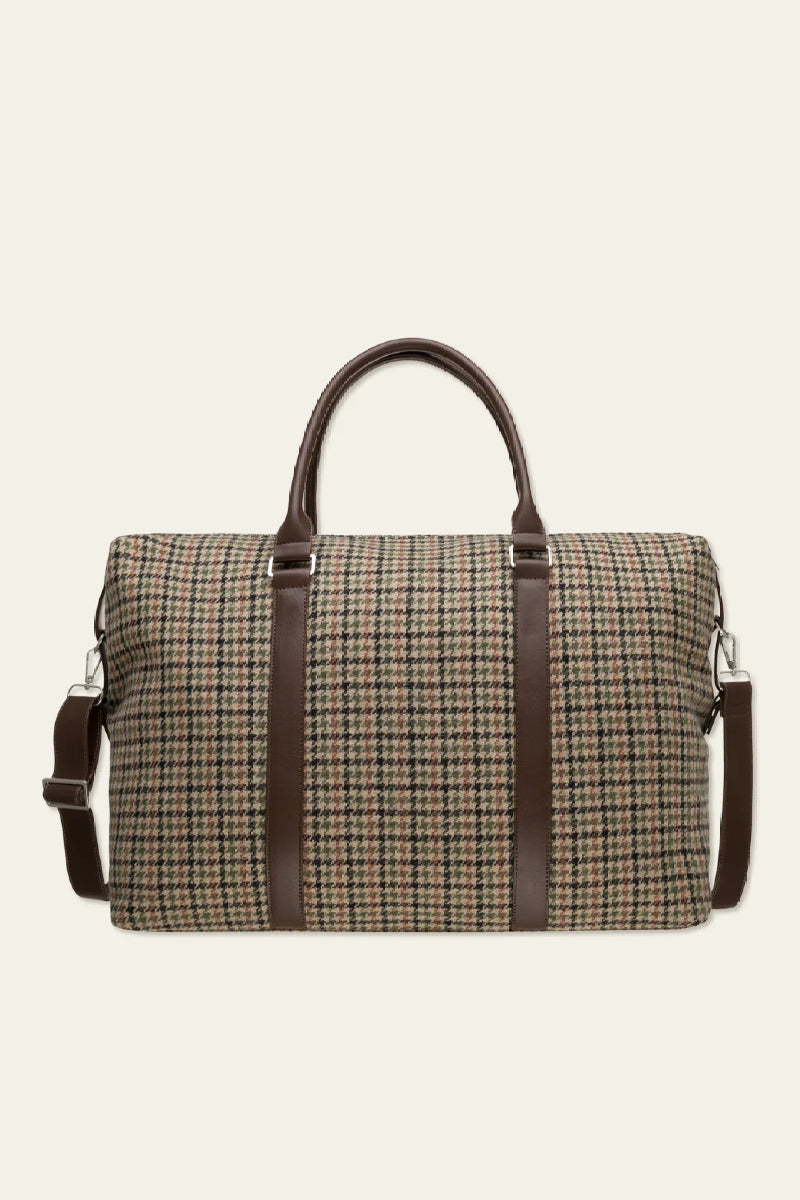 Les Deux Check Houndstooth Wool Weekend bag - Warm sand / black