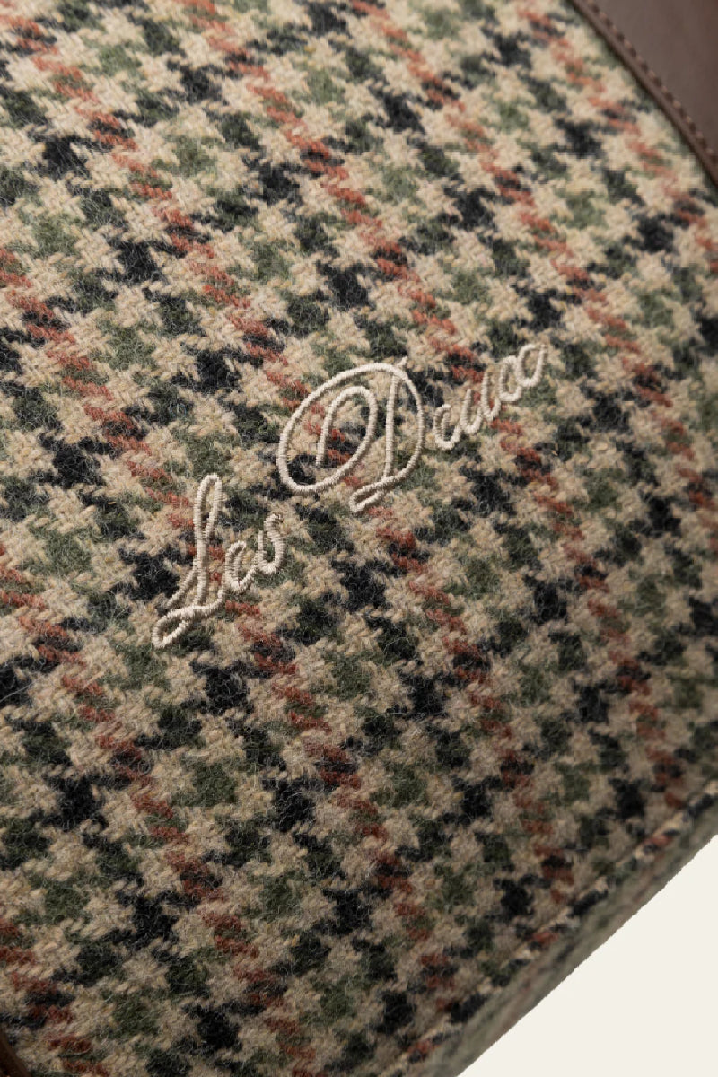 Les Deux Check Houndstooth Wool Weekend bag - Warm sand / black