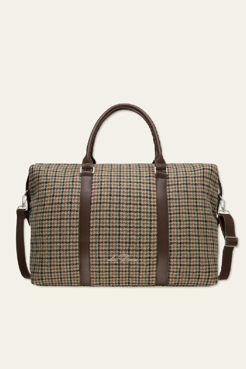 Les Deux Check Houndstooth Wool Weekend bag - Warm sand / black