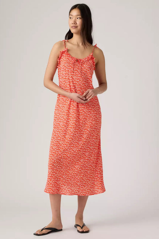 Levi's Sarita Midi Slip Dress - pamela floral vine signal red