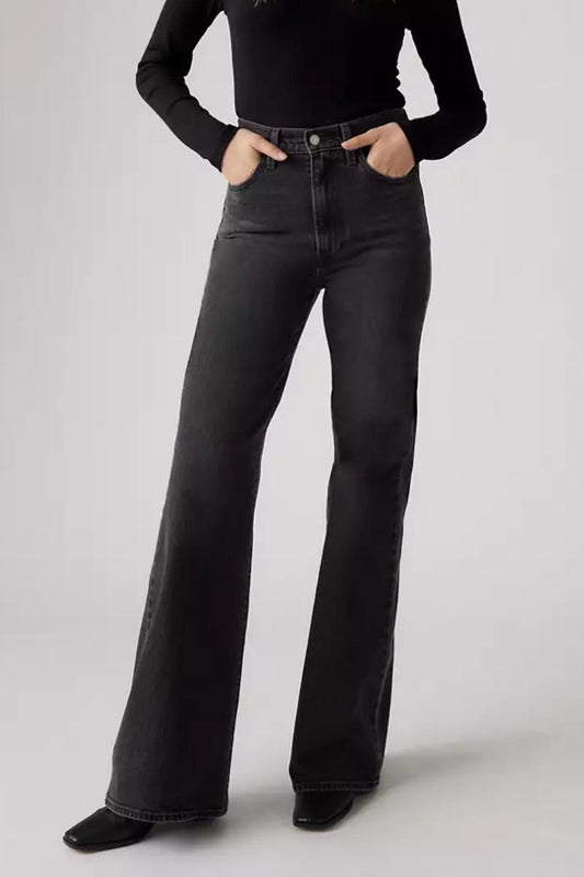 naisten korkeavyötäröiset harmaat farkut