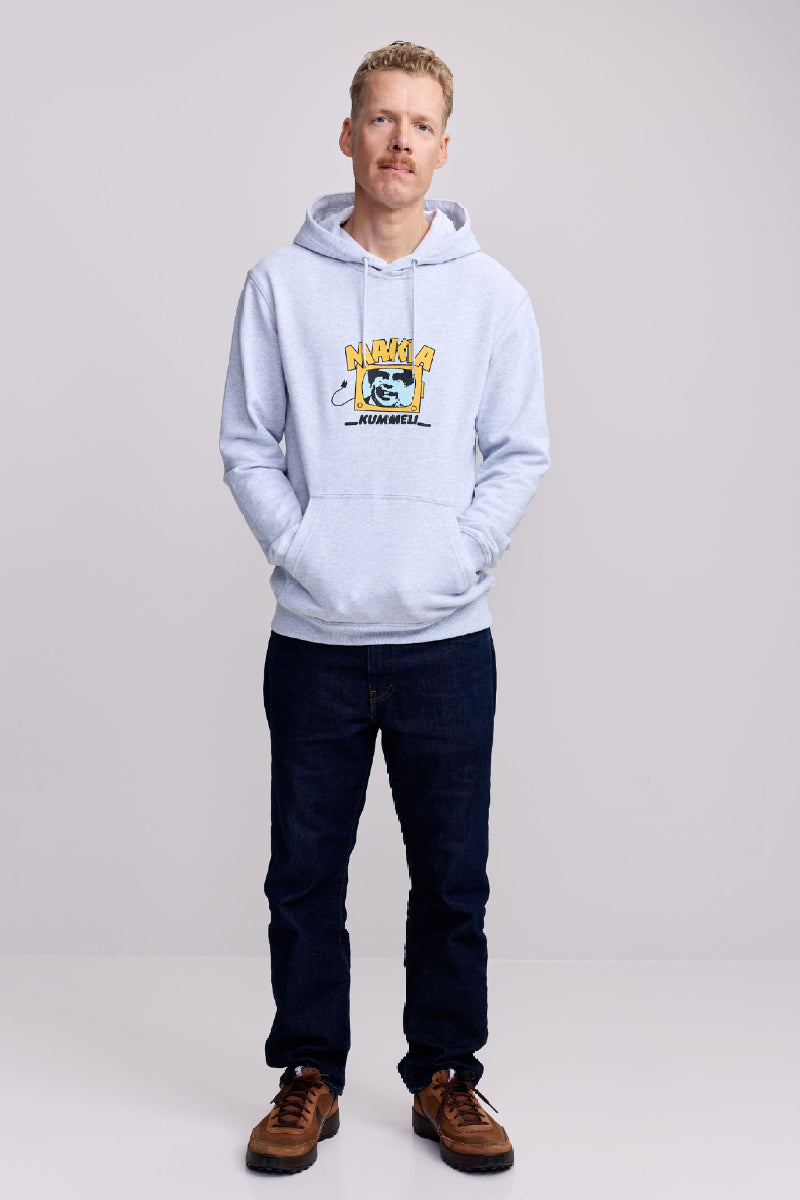 Makia x Kummeli Kyllä lähtee Hooded sweatshirt - light grey