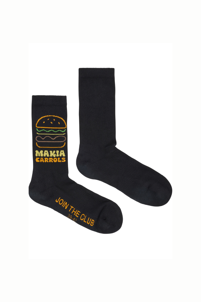Makia x Carrols Burger socks - black