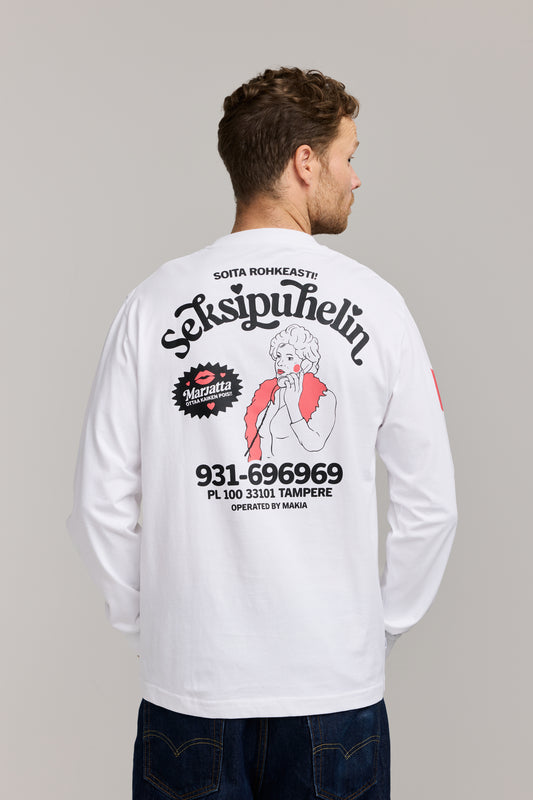 Makia x Kummeli Seksipuhelin Longsleeve - white