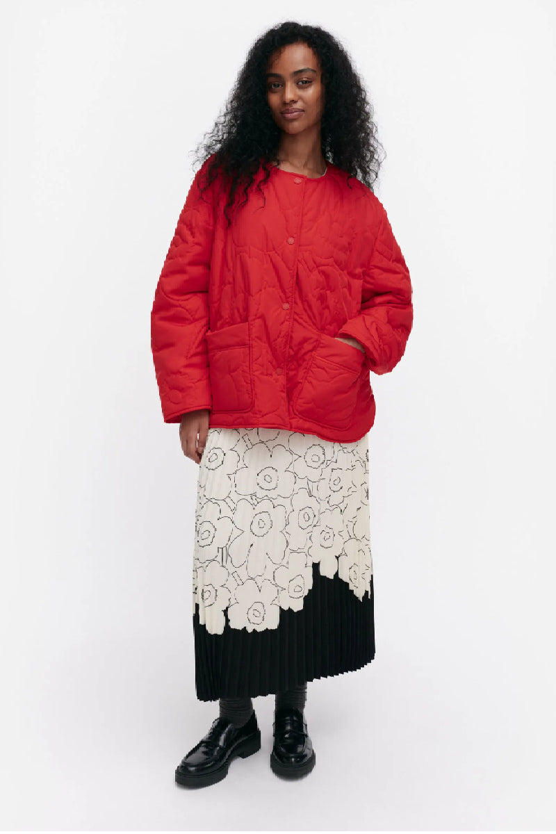 Marimekko Kapseli Piirto Unikko kevyttoppatakki - punainen