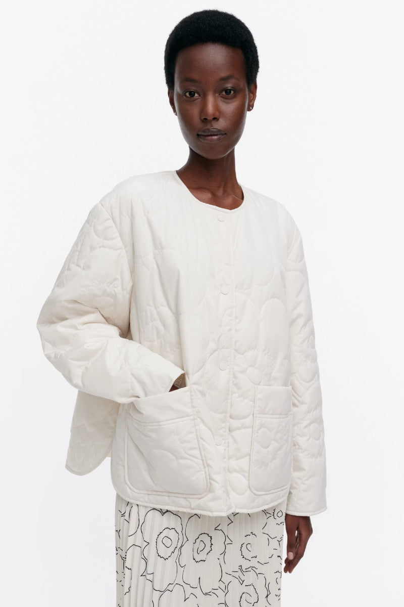 Marimekko Kapseli Piirto Unikko kevyttoppatakki - valkoinen