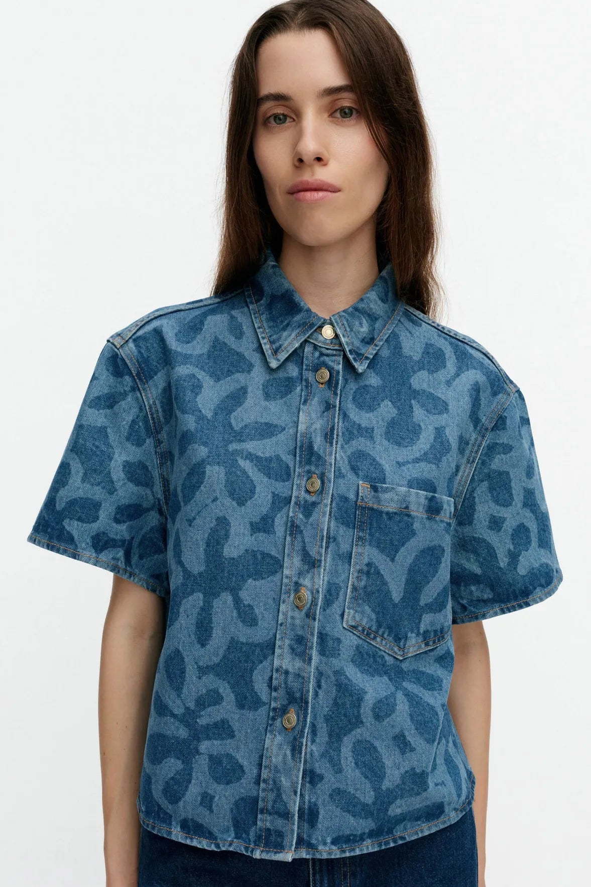 Marimekko Maridenim Kuvata Kukka paita - mid indigo