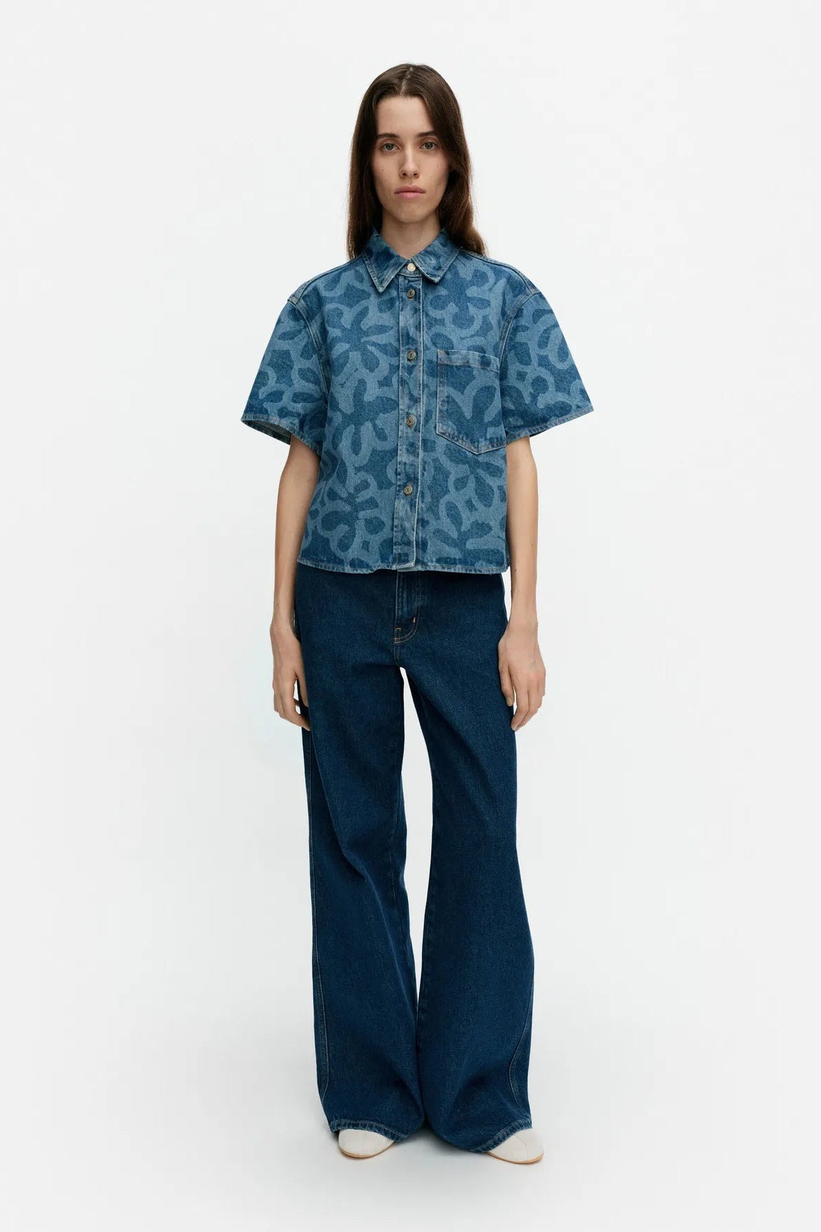 Marimekko Maridenim Kuvata Kukka paita - mid indigo