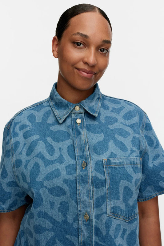 Marimekko Maridenim Kuvata Kukka paita - mid indigo