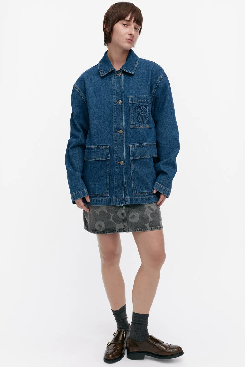 Marimekko Maridenim Poweri Unikko placement farkkutakki