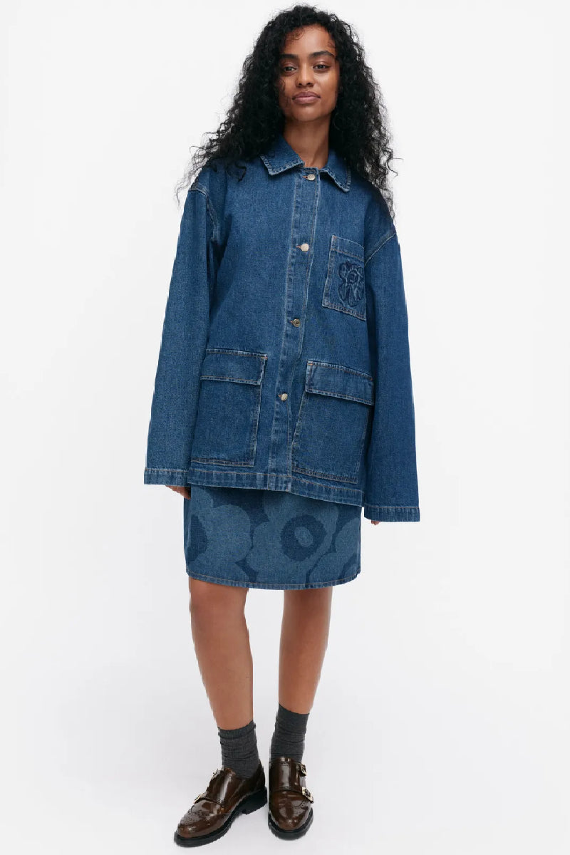 Marimekko Maridenim Poweri Unikko placement farkkutakki