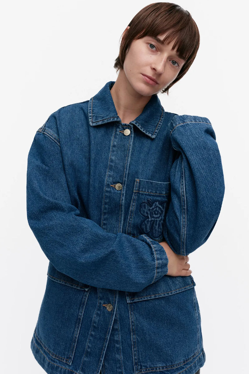 Marimekko Maridenim Poweri Unikko placement farkkutakki